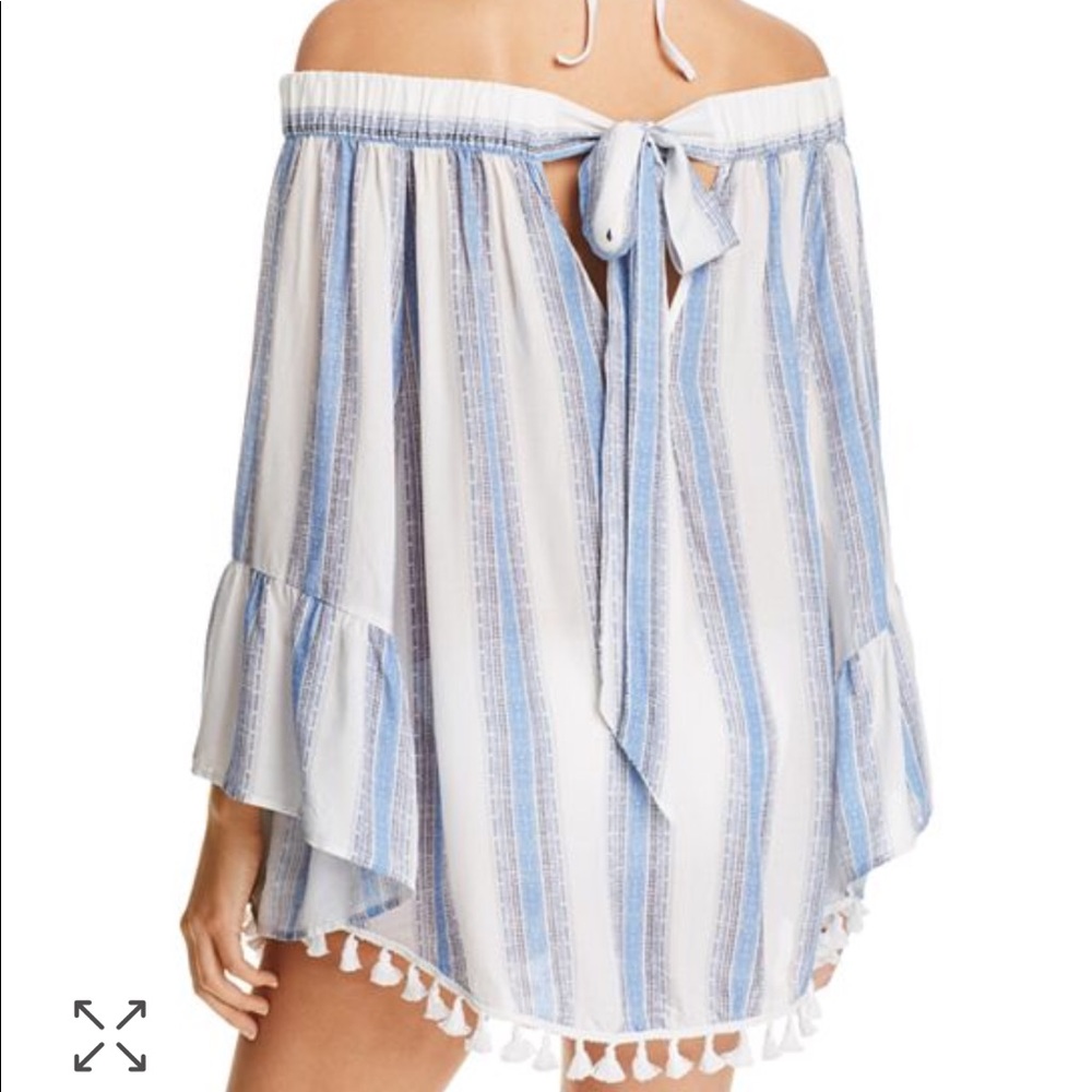 Surf Gypsy Stripe Off-The-Shoulder Swim Cover-Up